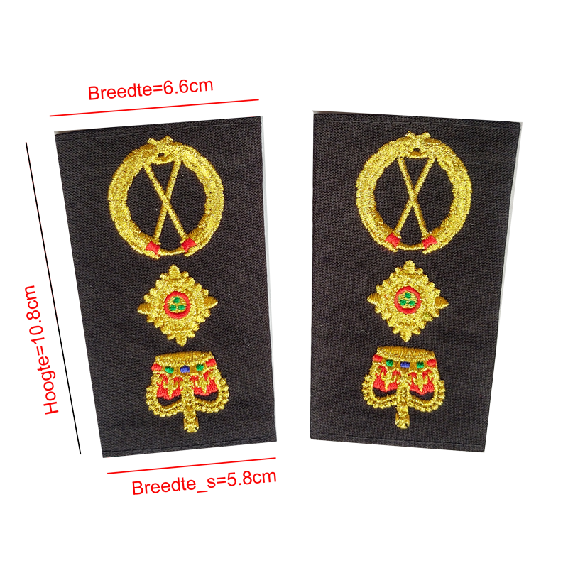 Epaulette type 1: Custom Epaulettes & Sliders – Fabric & Embroidered  66 x58 x108mm