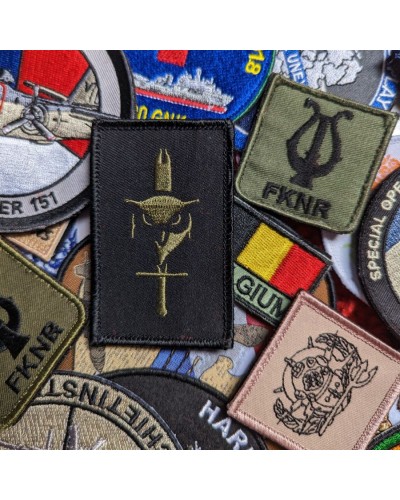 Embroidered military emblems, badges or patches with velcro